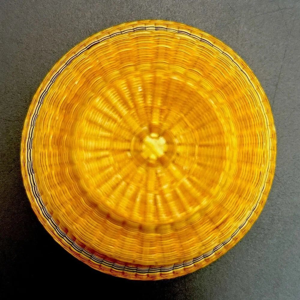 Vintage Chinese Bamboo Woven Porcelain Gaiwan Set of 2 Tea Ceremony Boxed Rare